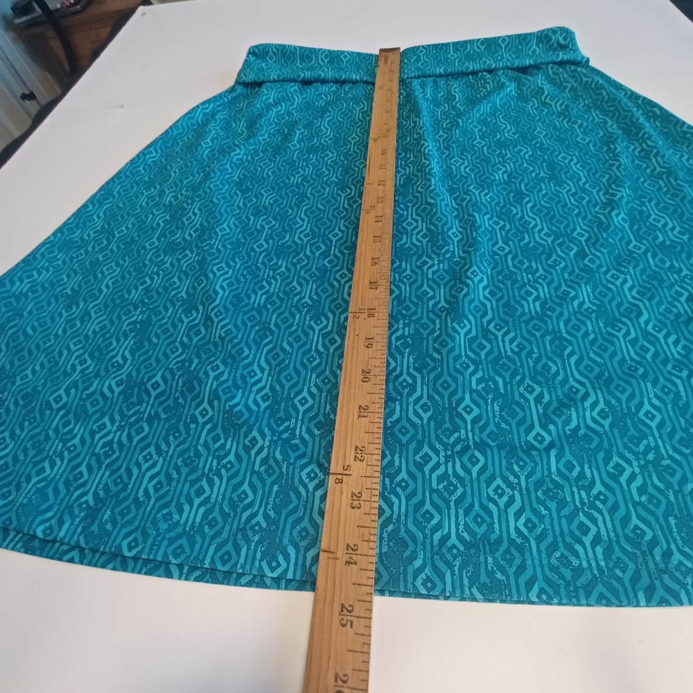 Eddie Bauer Women's Stretch Pull-on Active Skirt Womens Lg Teal Blue Geo Pattern - Picture 8 of 10